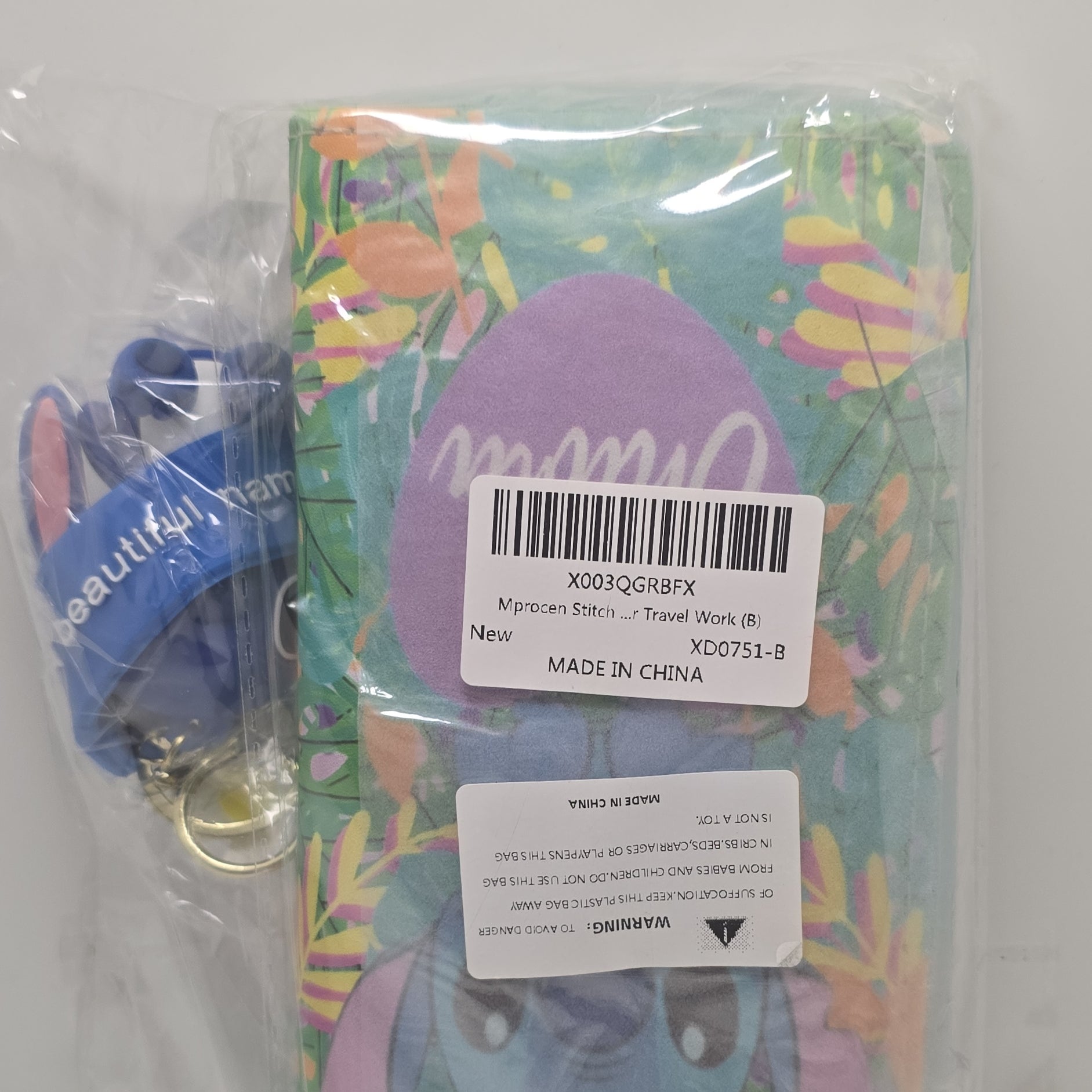 New- Blue monster Stitch Wallet & Keychain Set